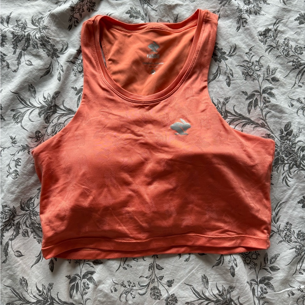Rabbit crop top with built in bra and back phone pocket